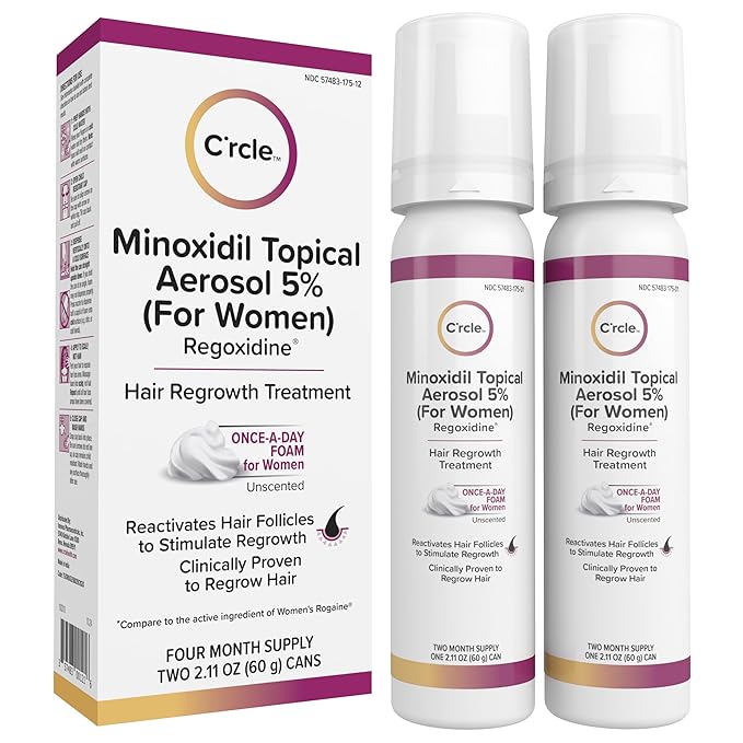 Minoxidil for Women 5% Foam - Helps Restore Top of Scalp Hair Loss and Support Hair Growth for Women, Regrowth with Unscented Topical Treatment for Thinning Hair (5% Foam 4-Month Supply)