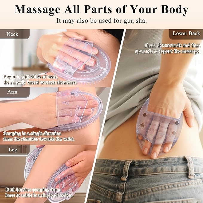 2Pcs Meridian Massage Brush, Upgrade Pro Meridian Brush for Belly, Beauty Salon Professional Custom Meridian Brush, Full Body SPA Massager Relaxation, Acupressure Meridian, Scalp Massage (Clear)