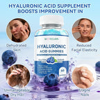 1000mg Hyaluronic Acid & Collagen Peptide Supplements with Biotin, Vitamins C & E - Hair Skin Nails Joints Health Support for Men & Women, Hair Growth, Blueberry Flavor, Gluten-Free 120 Gummies