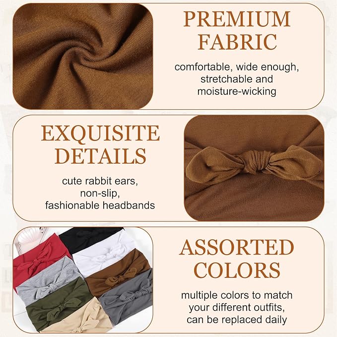 12 Pcs Stretchy Sport Headbands for Women,Absorbed Sport Headband Soft Twist Knotted Headbands for Yoga, Workout Daily Life