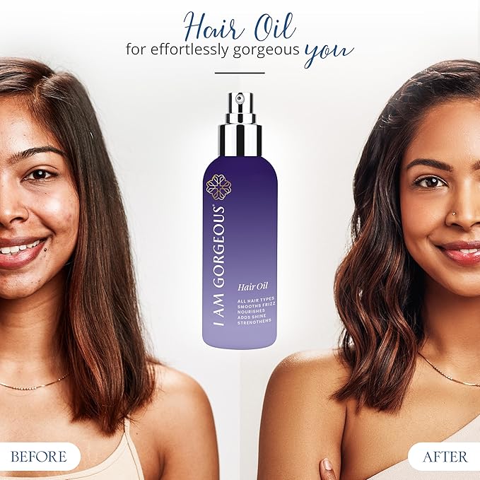 I am gorgeous Hair Oil - Frizzy Hair Solution with Nutrient-Rich Marula & Argan Oil for Damaged, Curly Hair - Adds Lightweight Hydrating Shine