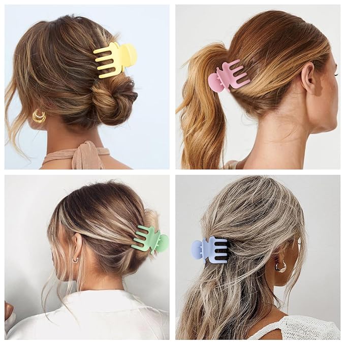 Medium Hair Clips for Women 8 Pcs Small Claw Clips for Thin and Thick Hair 2 Styles Hair Claw Clips Combination Rectangle Banana Jaw Hair Accessories for Women and Girls (Colorful)