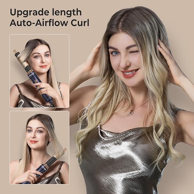 6 in ONE Blow Dryer Brush,Air Curling Iron Round Brush Blow Dryer 800W,Ionic Hair Dryer Brush for Women, Hot Air Brush Hair Styling Tools 100-120V