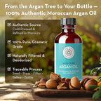 Pure Body Naturals Argan Oil for Skin and Face - 4 fl oz Cold Pressed, Light, Non-Greasy, Nourishing Pure Argan Oil for Hair - Aceite de Argan