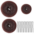 TsMADDTs Donut Hair Bun Maker, 3PCS Dark Brown Ring Style Bun Maker with 20PCS U Shaped Hair Pins for Women Dance