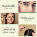 Pure Castor Oil - Cold Pressed 100% Castor Oil for Hair Growth, Skin, Eyebrows, Eye Lashes, Nails & Cuticles - Hexane Free, Natural & Unrefined - Includes Dual Mascara, Dropper & Scalp Massager