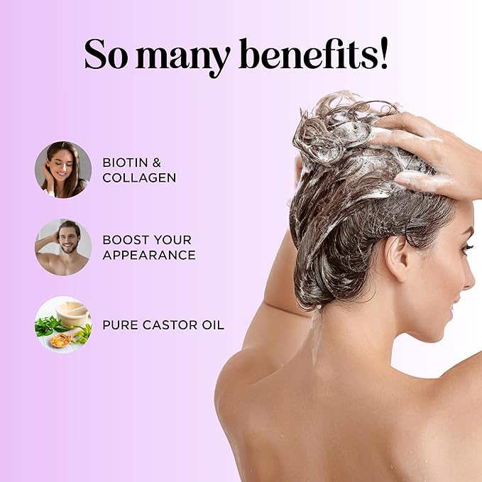 Advanced Biotin Shampoo with Rosemary Oil - Volumizing Shampoo for Thinning Hair for Women & Men with Black Castor Caffeine & B Vitamins - Paraben Silicone and Sulfate Free Vegan Formula (16 Fl Oz)