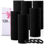 LuSeren 120PCS Black Hair Ties for Thick Hair – Seamless No Damage Elastic Ponytail Holders, Black Hair Band,Bulk Nylon Hair Elastics for Women