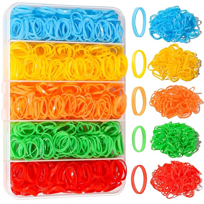 Elastic Hair Bands, YGDZ 5 Colors 600 PCS Mini Rubber Bands for Hair with Organizer Box, Hair Accessories for Toddler, Girl, Baby, Rainbow Color