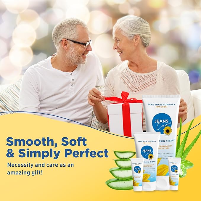 Jeans Cream, Maximum Skin Therapy Radiation Burn Cream, Moisturizing Vitamin E and Aloe Vera Cream for Compromised Skin, Minor Cuts, Sunburn and More, Non-Greasy Formula, Gift Set