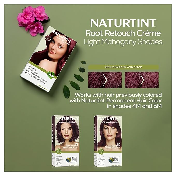 Naturtint Light Mahogany Root Retouch Crème Permanent Hair Color - Ammonia Free, Conceal Grays, No Artificial Scent, 1.52 Fl Oz