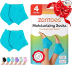ZenToes Moisturizing Socks for Cracked Heel Treatment, Vitamin E, Olive Oil and Jojoba Oil Heel Socks, Stocking Stuffers for Women, Spa Self Care Gifts for Women (Fuzzy Blue, Regular)