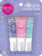 eos Holiday 24H Moisture Mini Super Balm Set, Peppermint Twist, Milk & Cookies, Marshmallow Fluff, Limited Edition Lip Care, Stocking Stuffers, 0.24 fl oz, 3-pack