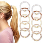Hair Ties No Damage - 10PCS Ponytail Holders - Elastic Hair Ties for Thick Hair - Braided Hair Bands for Women Girls's Hair - Milk apricot color