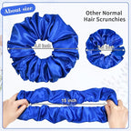 CEELGON Royal Blue Big Satin Scrunchie6.5 Inches Jumbo Scrunchies Silky Hair Ties Oversized Ponytail Holderfor Thick Curly Hair Extra Large Hair Accessories for Women (Royal Blue)