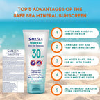 Safe Sea Zinc Oxide Sunscreen SPF30 | Clear Mineral Face And Body Reef Safe Sunscreen Without White Cast | Anti-Jellyfish Sting Protective Lotion | 3.4Oz (100ml) (2 Pack)