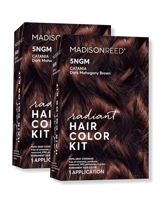 Madison Reed Radiant Hair Color Kit - 5NGM Dark Cinnamon Brown with Gold Mahogany Tones (Catania Brown), Dimensional Gray Hair Blending Permanent Hair Dye, PPD-Free & Ammonia-Free, 2 Pack
