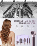 Dual Voltage Hair Dryer Brush for Travel – 5 in 1 Air Styler with High-Speed Blow Dryer, Anti-Frizz, Compact Design with Travel Bag, Ideal for Europe & Worldwide Use (100V–240V) Gift for Women