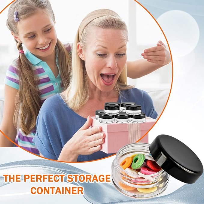 200 Pcs Small Sample Containers with Lids Empty Plastic Makeup Travel Containers Mini Sample Pot Jars Round Cosmetic Jars for Liquid Lotions Powder Creams (3g, 5g)