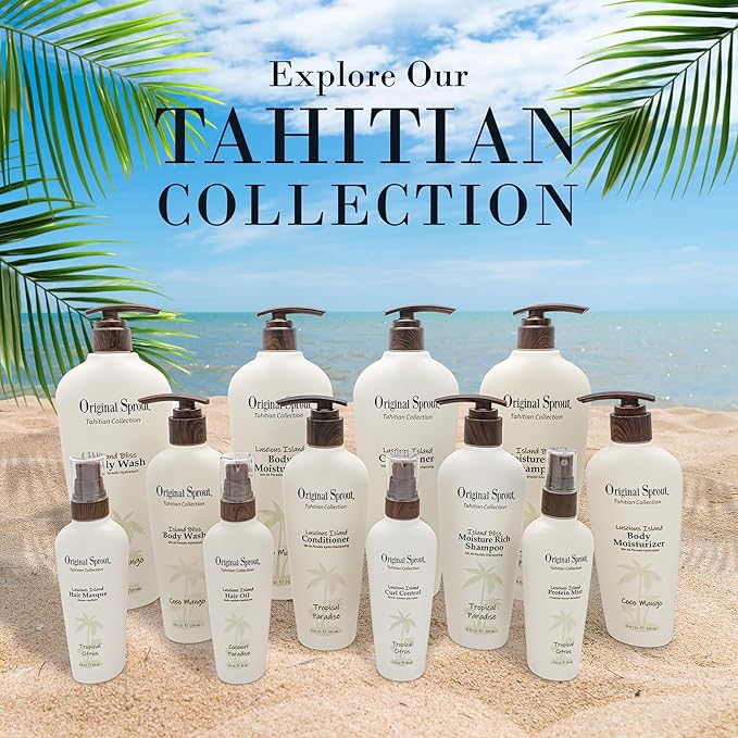 Original Sprout Island Bliss Moisture Rich Shampoo for All Hair Types Including Color-Treated, Damaged & Dry Hair, Hydrating & Moisturizing Shampoo with Coconut Oil, Vegan, Sulfate Free, 8 fl oz