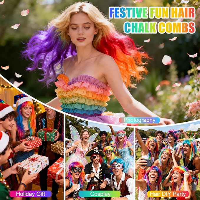 8 Color Hair Chalk for Girls ， Hair Chalk Comb Kids Temporary Hair Color Dye - Teen Girl Gift Hair Stuff Accessories Makeup Kit Christmas Gifts Toys for Girls