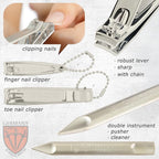 3 Swords Germany – Brand Quality 8 Piece Manicure Pedicure Grooming kit Set for Professional Nail Care with Synthetic Leather case Burgundy - Made in Germany