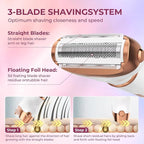 2025 BLIBEE Women's Electric Shaver and Bikini Trimmer, Electric Razor for Women, 2-in-1 Painless Hair Remover for Face Legs Underarms & Bikini Area, Waterproof for Wet and Dry Use, USB Rechargeable