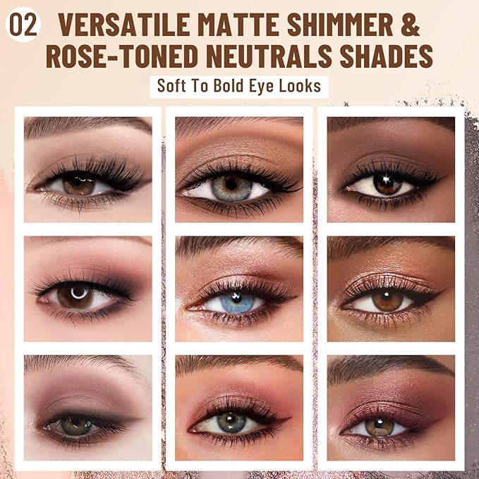 2PCS 6 Colors Mini Eyeshadow Palette Makeup with Brush Set Neutral Nude Eye Shadow Pink & Brown Matte Shimmer Make Up Pallet with Mirror Highly Pigmented Travel Size Gift Kit