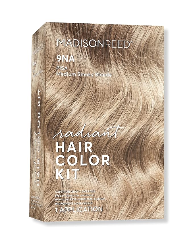 Madison Reed Radiant Hair Color Kit - 9NA Medium Cool Blonde with Ash Undertones (Pisa Blonde), Dimensional Gray Hair Blending Permanent Hair Dye, PPD-Free & Ammonia-Free, 1 Pack