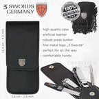 3 Swords Germany - Brand Quality 4 Piece Manicure Pedicure Grooming kit Set for Professional Finger & Toe Nail Care Tweezers File Clipper Fashion Leather case in Gift Box, Made by 3 Swords (77211)