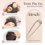 Kitsch Metal French Hair Pin for Women - Elegant Hair Accessories, Ideal for Buns & French Twist, Designed for a Secure, Comfortable Fit | Ideal Gifts for Women - Silver