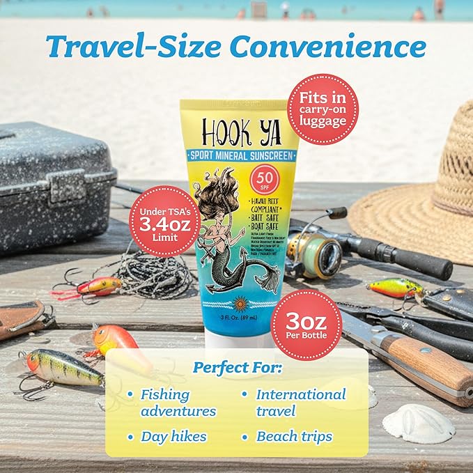 Hawaii Reef Compliant, Non-Nano Mineral Sunscreen 3oz Travel Size, (2) Pack 6oz Total, UVA/UVB Protection, Octinoxate-Oxybenzone Free, No Fragrance, PABA-Paraben free, Made in USA