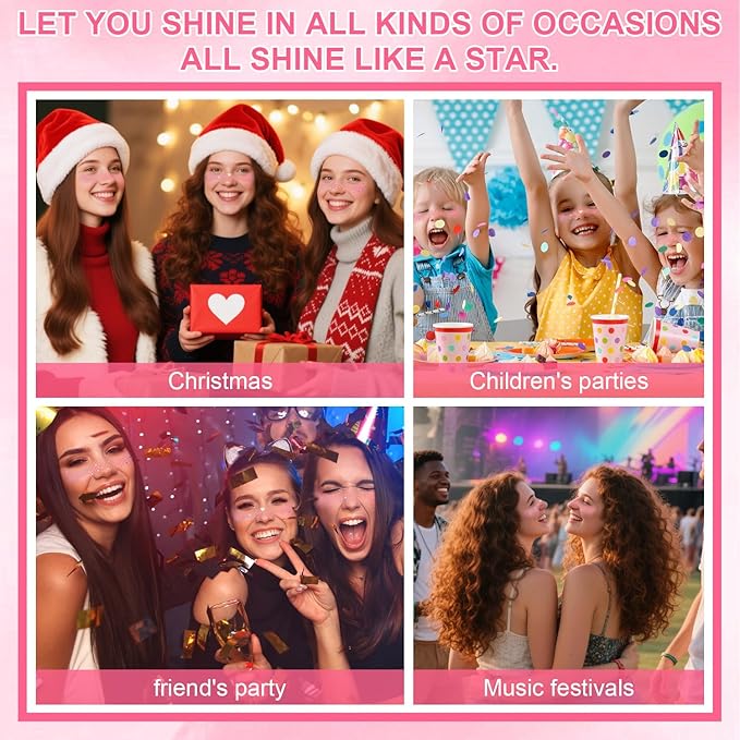 10Pcs Rainbow Face Makeup Patches, Glitter Freckles Face Tattoo for Teenagers & Young Women, Sparkle Freckles Waterproof Face Glitter Freckles for Christmas (10PcsI Blush)