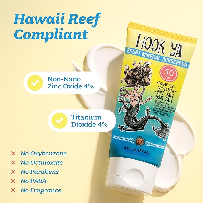 Hawaii Reef Compliant, Non-Nano Mineral Sunscreen 3oz Travel Size, (2) Pack 6oz Total, UVA/UVB Protection, Octinoxate-Oxybenzone Free, No Fragrance, PABA-Paraben free, Made in USA