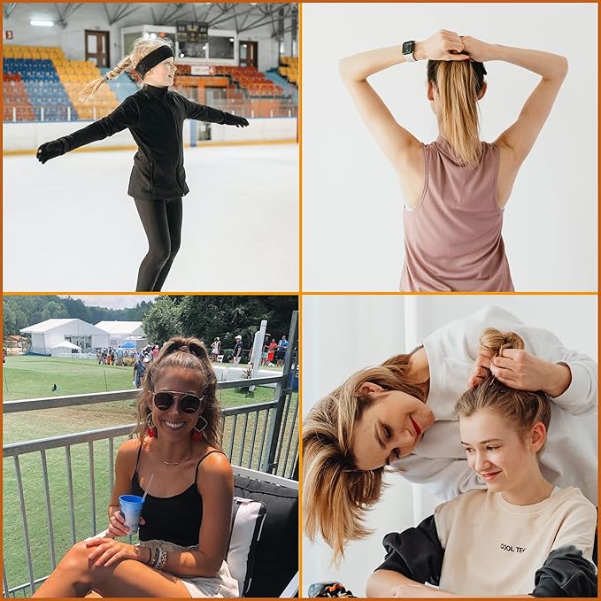 J.CARP 8Pcs Black Hair Ties for Women Girls, Elastics Hair Bands Ponytail Holders, No Damage No Crease Hair Elastics, Perfect for Girls and Women with Thick or Curly Hair