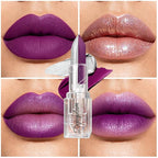 2 in 1 Matte Purple Lipstick Glitter Silver Lipstick Dual Sided Waterproof Lipsticks for Women One Stroke Two-Tone Long Lasting Lip Stick for Christmas Halloween, DU-M8