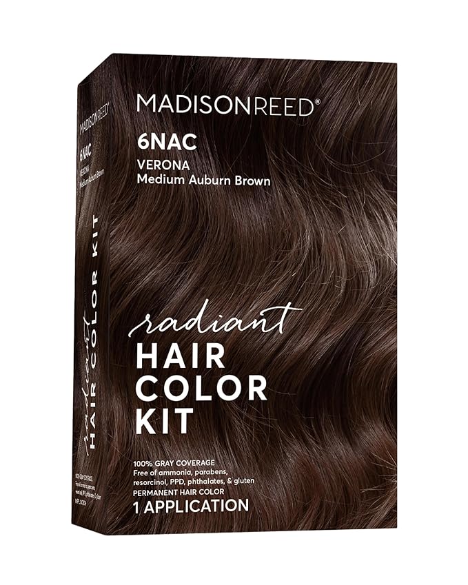 Madison Reed Radiant Hair Color Kit - 6NAC Medium Chocolate Brown with Copper-Auburn Undertones (Verona), Dimensional Gray Hair Blending Permanent Hair Dye, PPD-Free & Ammonia-Free, 1 Pack