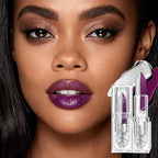 2 in 1 Matte Purple Lipstick Glitter Silver Lipstick Dual Sided Waterproof Lipsticks for Women One Stroke Two-Tone Long Lasting Lip Stick for Christmas Halloween, DU-M8
