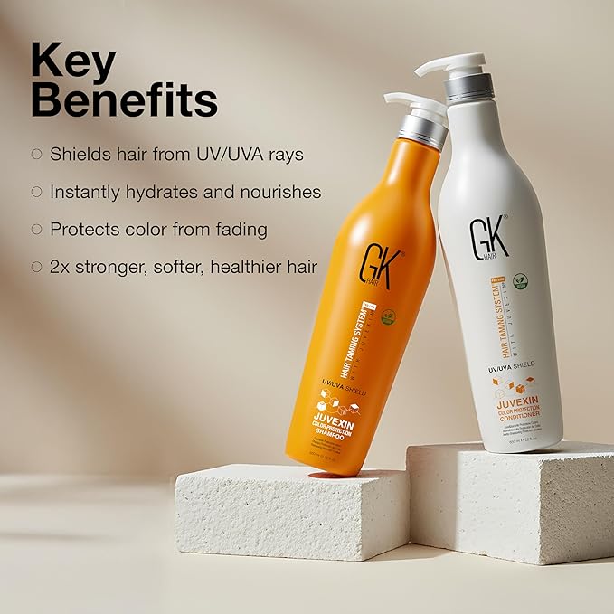 GK HAIR Color Protection Shield Shampoo and Conditioner – Blocks UV/UVA Rays – Color Treated Hair from Fading – Deep Hydration, Frizz Control, Restores Softness and Hydration