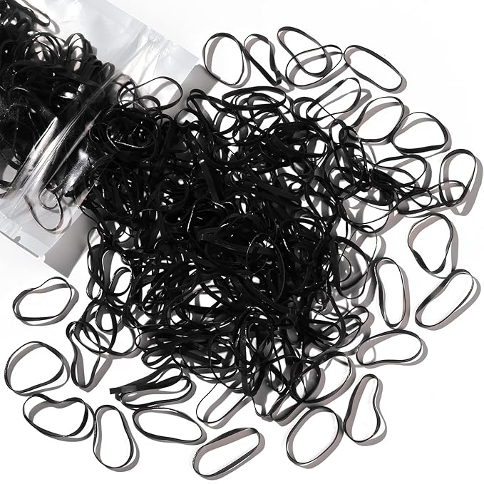 Teenitor Black Hair Elastics Ties, 300pcs Rubber Bands Hair Soft Elastic Bands