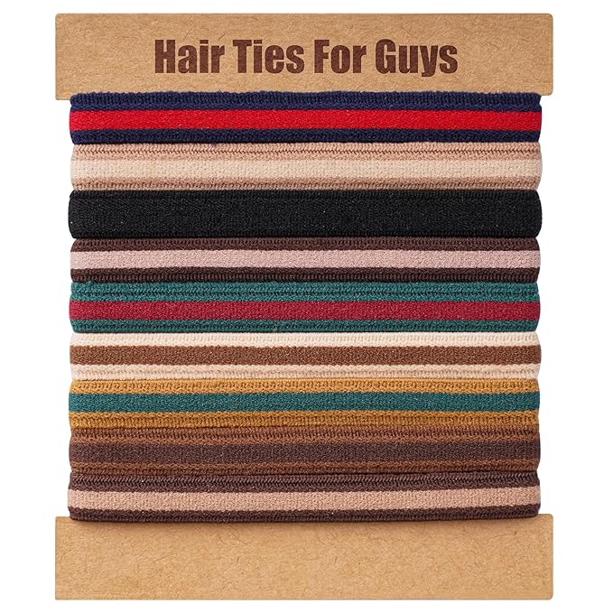 EasYoung Braided Mens Hair Ties For Men, For Buns Curly Thick Dense Hair Elastic Hair Ties For Guys, No damage No Crease Breakage, 9 Count (Pack of 1)