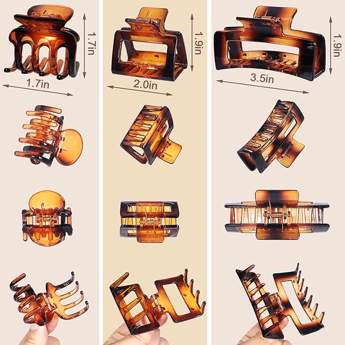 3 Styles Hair Clips for Women Small Medium Big Claw Clips for Thin Thick Hair 12 Pcs Hair Claw Clips Hair Clips Combination Hair Accessories for Women (Transparent)