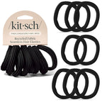 Kitsch Hair Ties No Damage - Strong, Stretchy Hair Bands | Soft Nylon Ponytail Holders, Snag-Free Rubber Bands, Perfect for Updos & Braids | Ideal Gifts for Women - Black, 8pcs