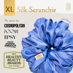 Silk Scrunchies for Women Ponytail Holders – Oversized Mulberry Silk Scrunchies – Extra Large No Damage Hair Ties for Curly, Thick, and Thin - Hair Accessories for Women – Cerulean, XL By Curlfriend