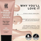 Elizabeth Mott Thank Me Later Glow Enhancer & Primer - Illuminating Makeup Base & Highlighter for Radiant Skin - Lightweight, Long-Lasting, Vegan & Cruelty-Free, Sheer Light Glow Shade, 30g