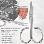 3 Swords Germany Solingen - brand quality STAINLESS STEEL INOX CURVED NAIL SCISSORS - STRONG SCISSORS FOR STRONG PEOPLE with case by 3 Swords Germany