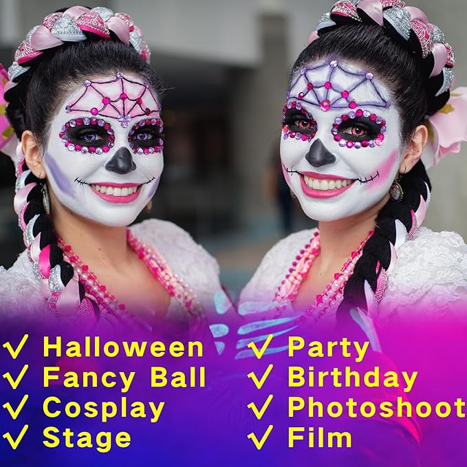 MEICOLY 7Pcs Halloween Makeup Kit - Black & White Face Paint, Oil Based Face & Body Paint for Adults & Kids - SFX Joker, Zombie, Vampire, Skull, Skeleton Makeup