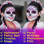 MEICOLY 7Pcs Halloween Makeup Kit - Black & White Face Paint, Oil Based Face & Body Paint for Adults & Kids - SFX Joker, Zombie, Vampire, Skull, Skeleton Makeup