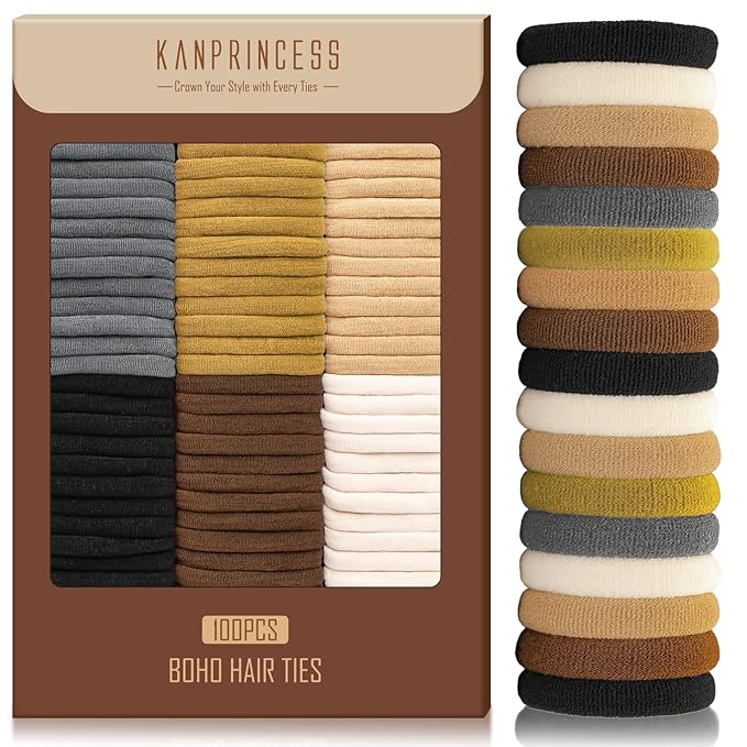 Nylon Hair Ties - No Damage,Strong Soft Cotton Hair Bands Accessories for Thick Hair 100PCS Ponytail Holders for Women Girls