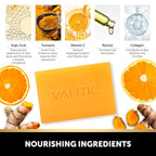 VALITIC 2 Pack Kojic Acid Vitamin C & Retinol Soap Bars for Dark Spot Bundle with 2 Turquoise Exfoliating Gloves for Body Scrubs